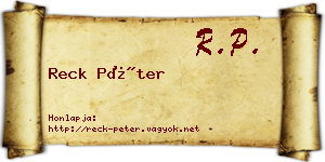 Reck Péter névjegykártya